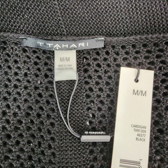 T Tahari Womens Cardigan Open Front Medium Long Vest Sleeveless Knit Minimalist - Picture 7 of 10